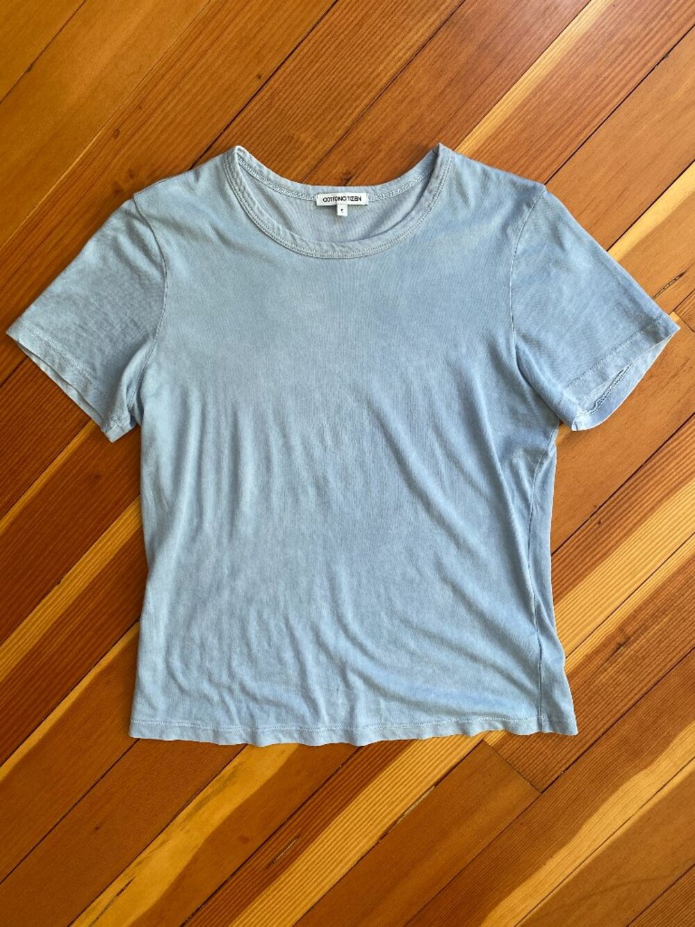 Cotton Citizen Distressed Crewneck Tee - Light Blue - Size Small